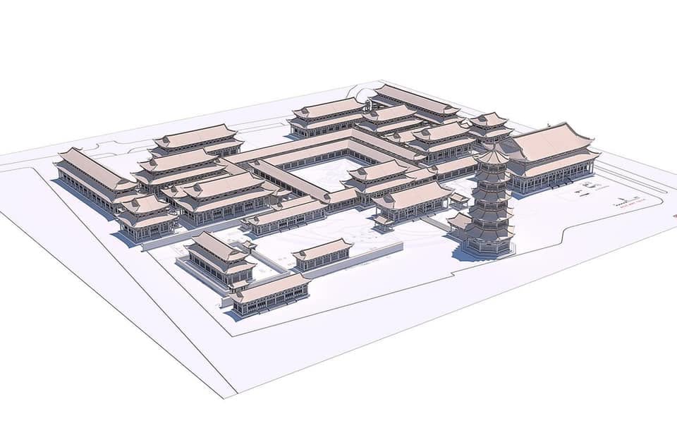 Drawing of the entire imperial palace under the Lý Dynasty in the ancient Thăng Long Imperial Citadel.